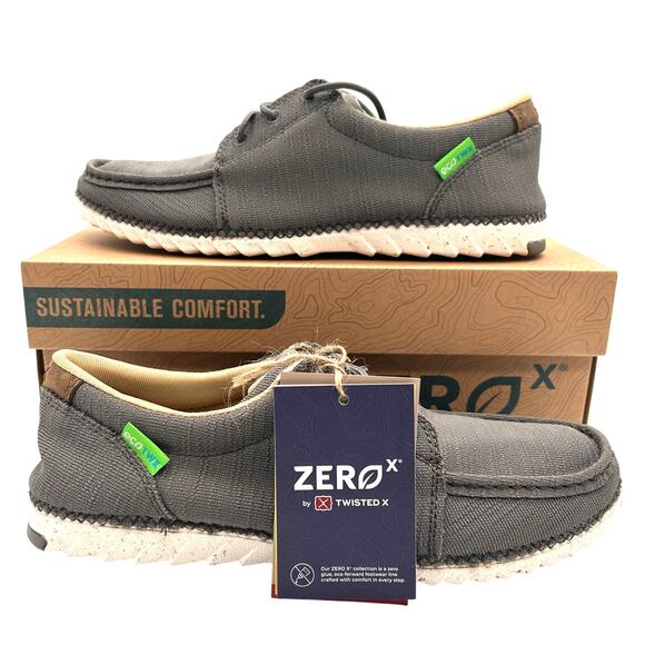 Twisted X Zero-X Lace-Up Loafer Sneakers Men's 8.5 Steel Gray NIB Shoes MZX0006 - Picture 1 of 16